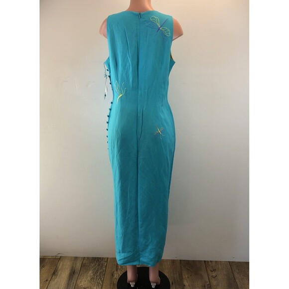 Donna Morgan Vintage Floral Embroidered Maxi Linen Dress Women’s 16 - Picture 2 of 16